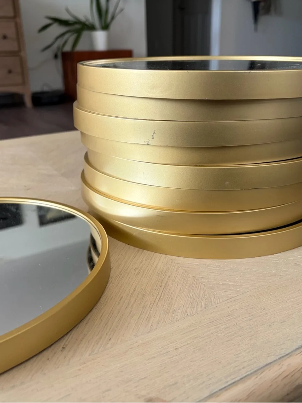 Round Gold Mirrors - Set of 9
